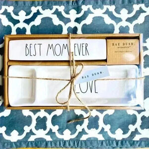 NEW Rae Dunn - BEST MOM EVER / LOVE 💕 Desk Plaque & Tray Office/Organizing SET